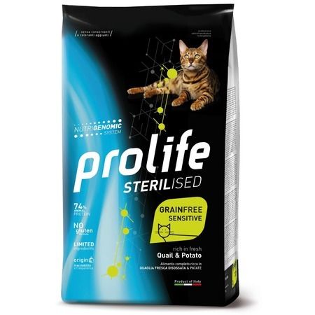 Prolife Prolife Sterilised Grain Free беззерновой сухой корм для кошек кастрированных и стерилизованных с перепелкой и картофелем - 1,5 кг