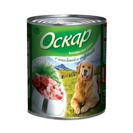 Оскар Оскар влажный корм для взрослых собак с говядиной и индейкой в консервах - 750 г