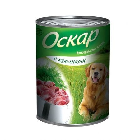 Оскар Оскар влажный корм для взрослых собак с кроликом в консервах - 350 г