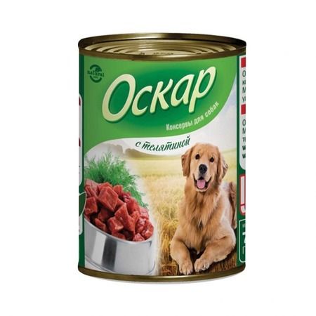 Оскар Оскар влажный корм для взрослых собак с телятиной в консервах - 350 г