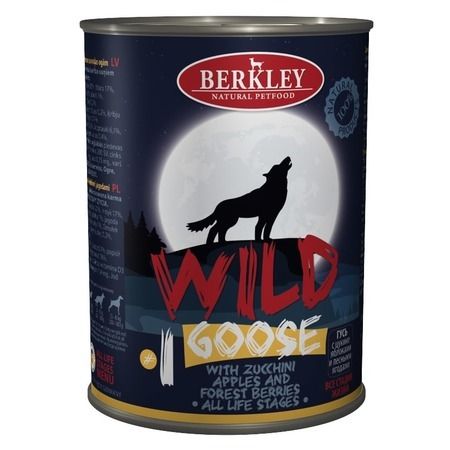 Berkley Влажный корм Berkley Adult Dog Wild №1 для взрослых собак с гусем, цукини, яблоками и лесными ягодами - 400 г
