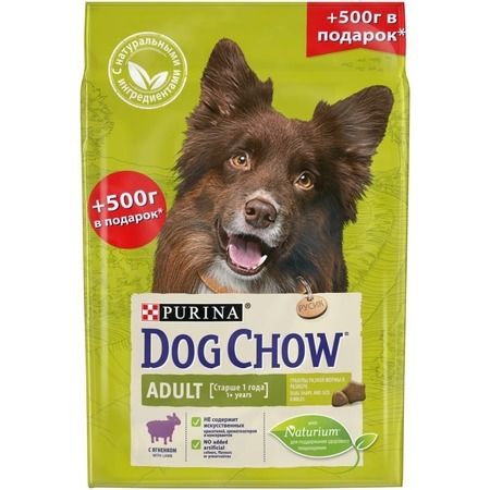 Purina Dog Chow Сухой корм Purina Dog Chow для взрослых собак старше 1 года с ягненком - 2,5 кг + 500 г в подарок