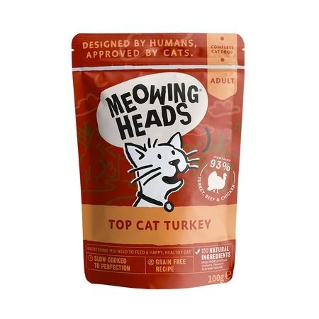 Meowing Heads Влажный корм Meowing Heads Top Cat Turkey для кошек и котят с индейкой, говядиной и курицей - 0,100 кг