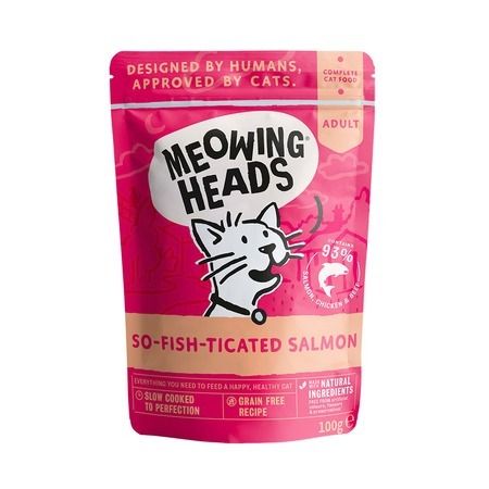 Meowing Heads Влажный корм Meowing Heads So-fish-ticated Salmon для кошек и котят с лососем, курицей и говядиной - 0,100 кг