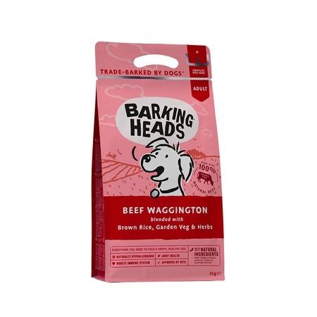 Barking Heads Сухой корм Barking Heads Beef Waggington для взрослых собак с говядиной и бурым рисом - 2 кг