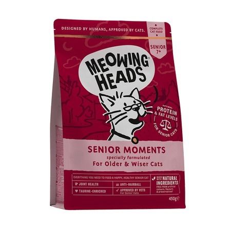 Meowing Heads Сухой корм Meowing Heads Senior Moments для пожилых кошек старше 7 лет с лососем и яйцом - 450 г