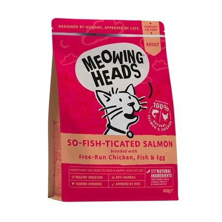 Meowing Heads Сухой корм Meowing Heads So-fish-ticated Salmon для взрослых кошек с лососем, курицей и рисом - 450 г