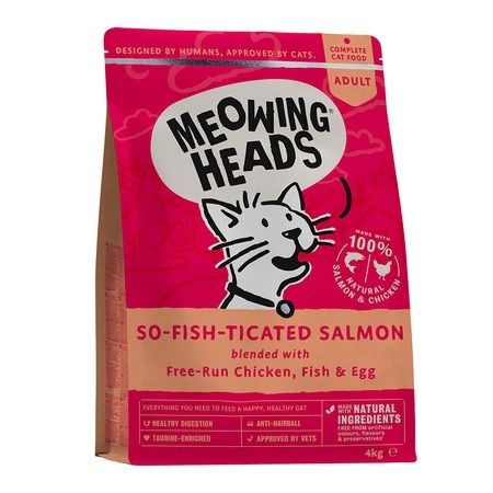 Meowing Heads Сухой корм Meowing Heads So-fish-ticated Salmon для взрослых кошек с лососем, курицей и рисом - 4 кг