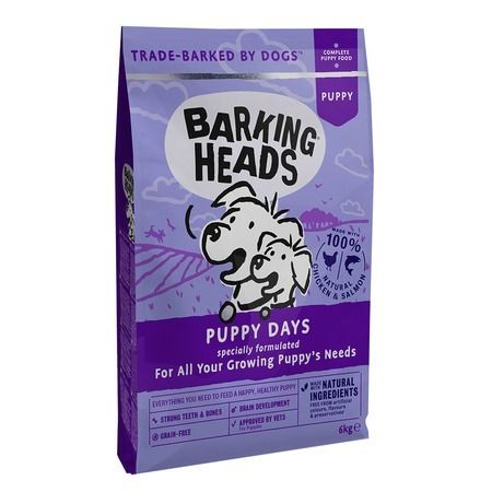 Barking Heads Сухой беззерновой корм Barking Heads Puppy Days для щенков с курицей и лососем - 6 кг