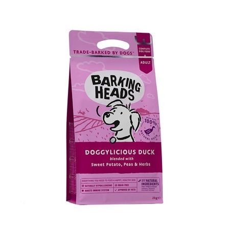 Barking Heads Сухой беззерновой корм Barking Heads Doggylicious Duck для взрослых собак с уткой и бататом - 2 кг