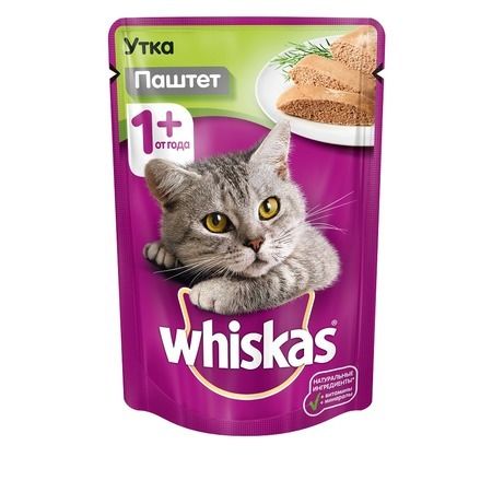 Whiskas Whiskas паучи для взрослых кошек с паштетом из утки - 85 г