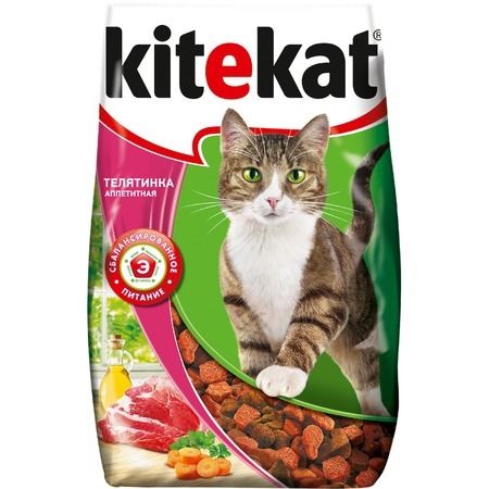 Kitekat Kitekat сухой корм для взрослых кошек с аппетитной телятинкой - 800 г