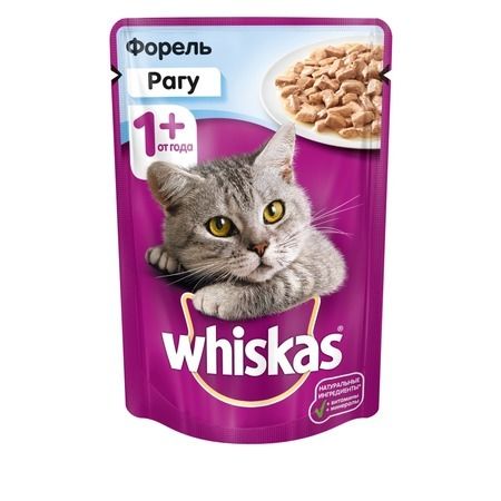 Whiskas Whiskas паучи для взрослых кошек от 1 года в форме рагу с форелью - 85 г