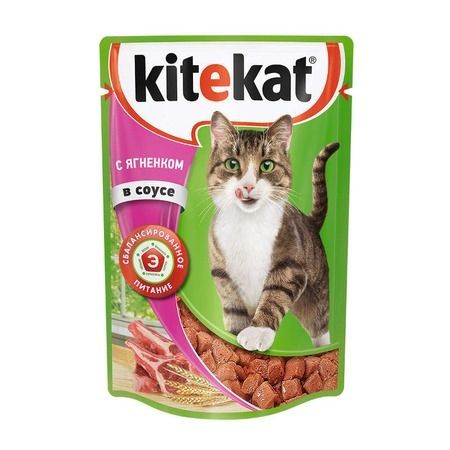 Kitekat Kitekat влажный корм для кошек с ягнёнком в соусе - 85 г