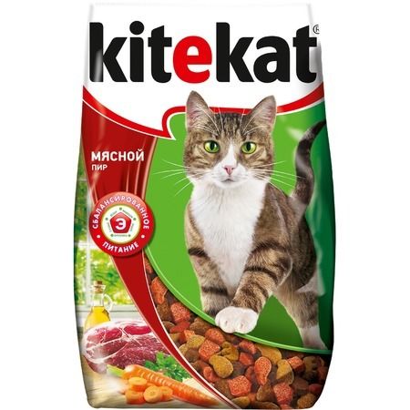 Kitekat Kitekat Мясной Пир сухой корм для взрослых кошек с говядиной - 800 г