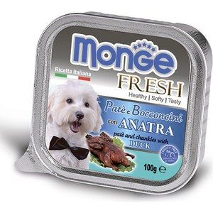 Консервы Monge Dog Fresh Pate and Chunkies with Duck паштет и кусочки с уткой для собак 100г