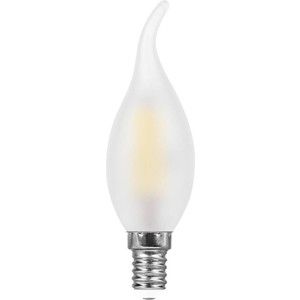 Лампа светодиодная филаментная Feron LB-74 25961 E14 9W 4000K Свеча на ветру Матовая