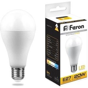 Лампа светодиодная Feron LB-98 25787 E27 20W 2700K Шар Матовая