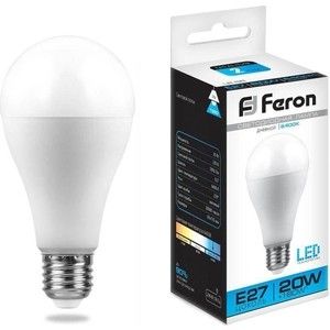 Лампа светодиодная Feron LB-98 25789 E27 20W 6400K Шар Матовая