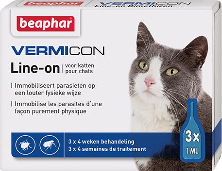 Капли Beaphar Vermicon Line-on от блох и клещей для кошек (3 пипетки х 1 мл, )