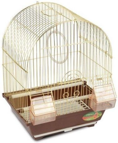 Клетка Triol 2100A для птиц (Д 30 х Ш 23 х В 39 см, Золотая решетка/коричневый поддон)