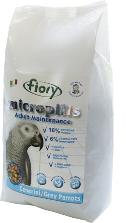 Корм Fiory Micropills Cenerini/Grey Parrots для серых африканских попугаев (1,4 кг, )