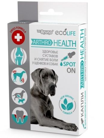 Капли Mr. Bruno Ecolife Arthro-Health для здоровья суставов и снятия боли для щенков и собак (10 мл)