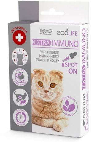 Капли Ms. Kiss Ecolife Extra-Immuno для укрепления иммунитета котят и кошек (10 мл)