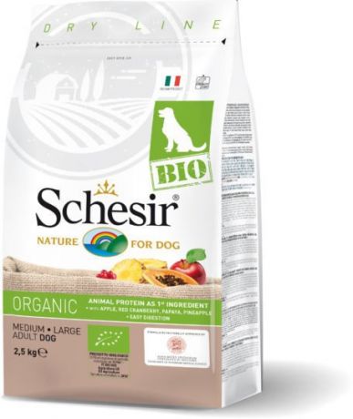 Сухой корм Schesir Bio Medium Large Adult для собак средних и крупных пород (2,5 кг, Птица)