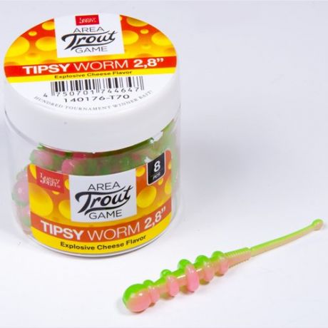 Слаги Lucky John Pro Series Tipsy Worm съедобные искусственные (5,8 см (12 шт), T70)