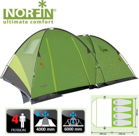 Палатка Norfin Pollan 4 Nf кемпинговая 4-х местная (210 х 280 х 160 см, 4)
