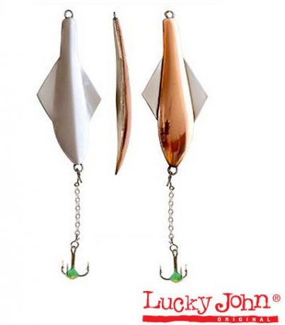 Блесна Lucky John Glider с цепочкой и тройником вертикальная зимняя в блистере (10 г, CS)