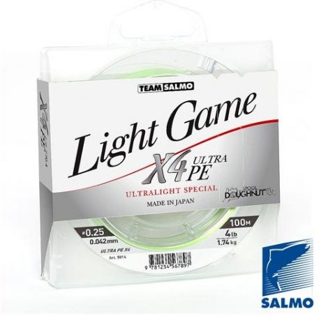 Леска плетёная Team Salmo Light Game Fine Green X (100 м, Ø 0,042 мм / Тест 1,74 кг)