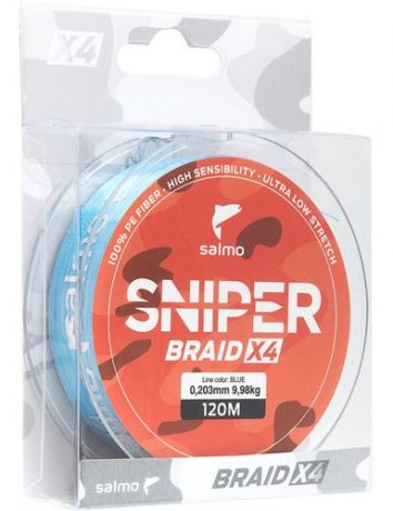 Леска плетёная Salmo Sniper Braid Blue (120 м, Ø 0,148 мм / Тест 6,80 кг)