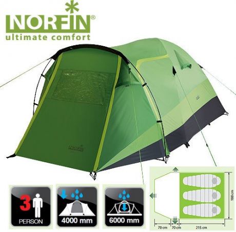 Палатка Norfin Bream 3 Nf 3-х местная (215 х 180 х 125 см, 3)