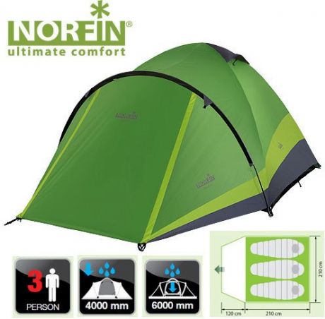 Палатка Norfin Perch 3 Nf 3-х местная (210 х 200 х 120 см, 3)
