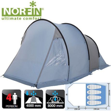 Палатка Norfin Kemi 4 Nfl кемпинговая 4-х местная (210 х 240 х 185 см, 4)