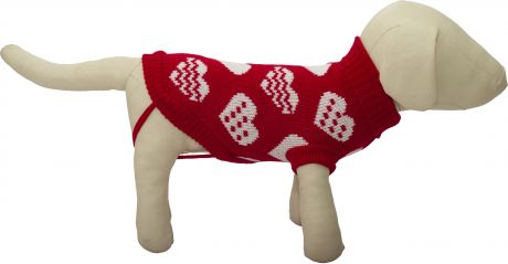 Свитер Каскад "Сердечки" красный для собак (20 см (XS), Красный)