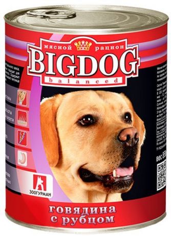 Консервы Зоогурман Big Dog Говядина с рубцом для собак (850 г, Говядина с рубцом)
