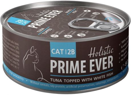 Консервы Prime Ever Тунец с белой рыбой для кошек (80 г, Тунец с белой рыбой)