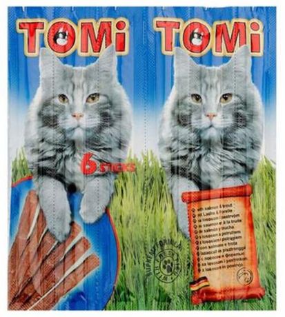 Лакомство Tomi палочки с лососем и форелью для кошек (6 шт, Лосось с форелью)