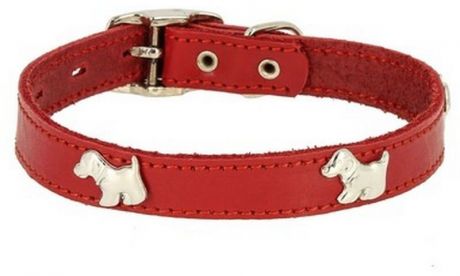 Ошейник Каскад Флер кожаный с украшением Щенок цвет красный для собак (20 мм х 30-38 см, Красный)