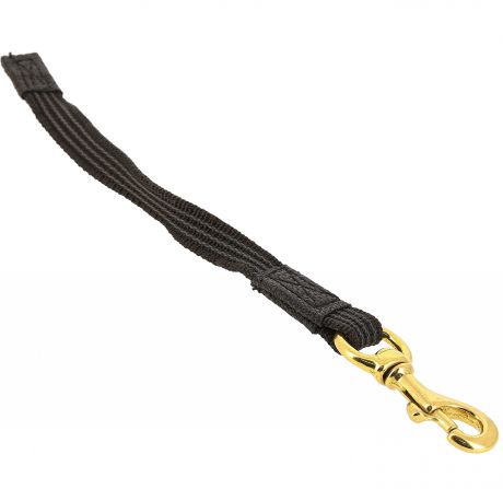 Поводок-дергалка Каскад нейлон с латексной нитью двухсторонний с латунным карабином для собак (20 мм х 0,4 м, черный)