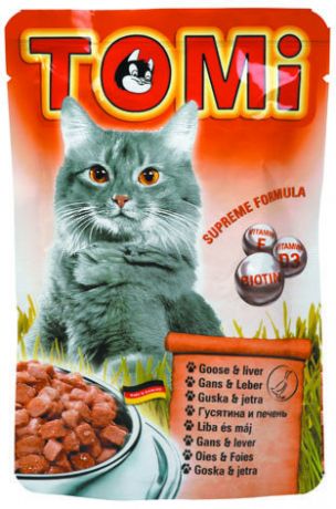 Паучи Tomi гусь с печенью для кошек (100 г)