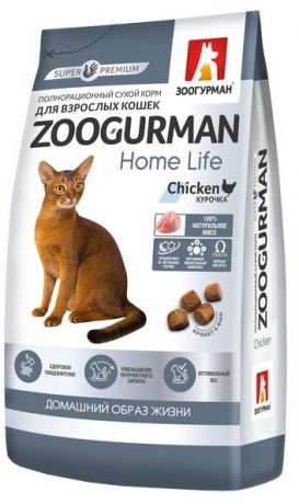 Сухой корм Зоогурман Home Life для кошек (1,5 кг, Курица)