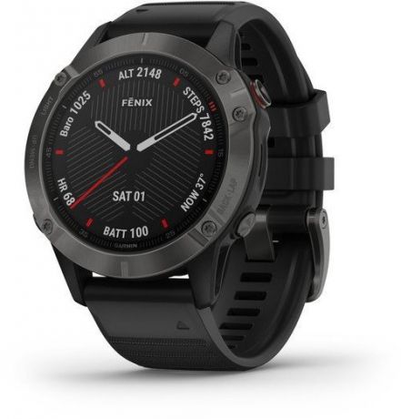 Часы Garmin Fenix 6 Sapphire серый DLC с черным ремешком (Fenix 6 Sapphire)