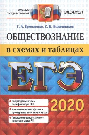 Ермоленко Г., Кожевников С. ЕГЭ 2020 Обществознание в схемах и таблицах
