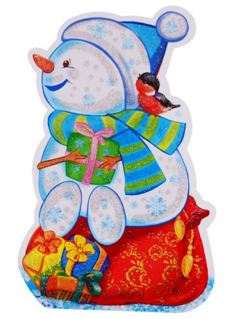 Мини-плакат Снеговичок на мешке с подарками