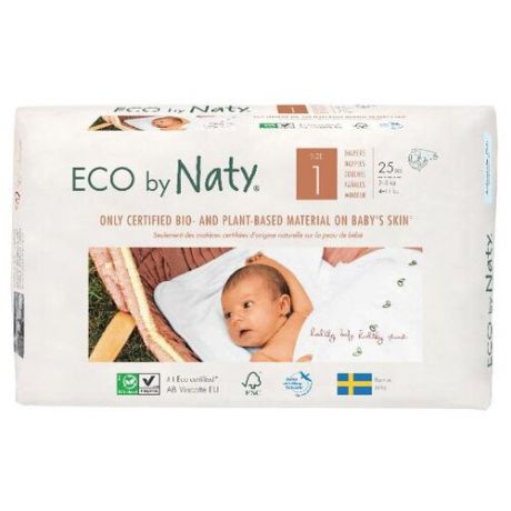 Naty подгузники Eco 1 2-5 кг 25