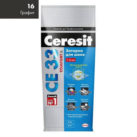 Затирка Ceresit СЕ 33 super 16 графит 2 кг